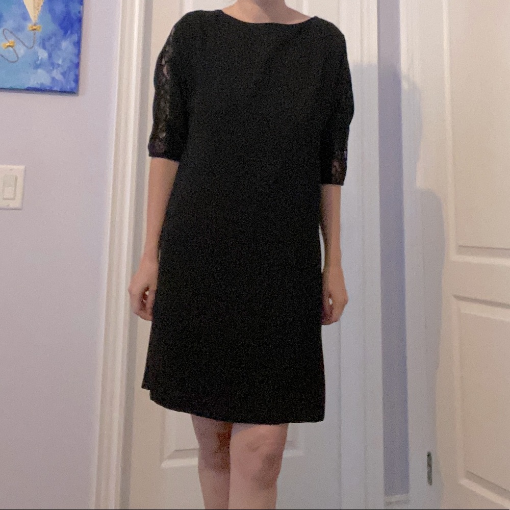 Little Black Dress- 3/4 Sleeve Shift Dress